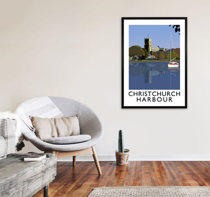 Christchurch Harbour Framed Digital Art Print by Richard O'Neill A1 White Frame