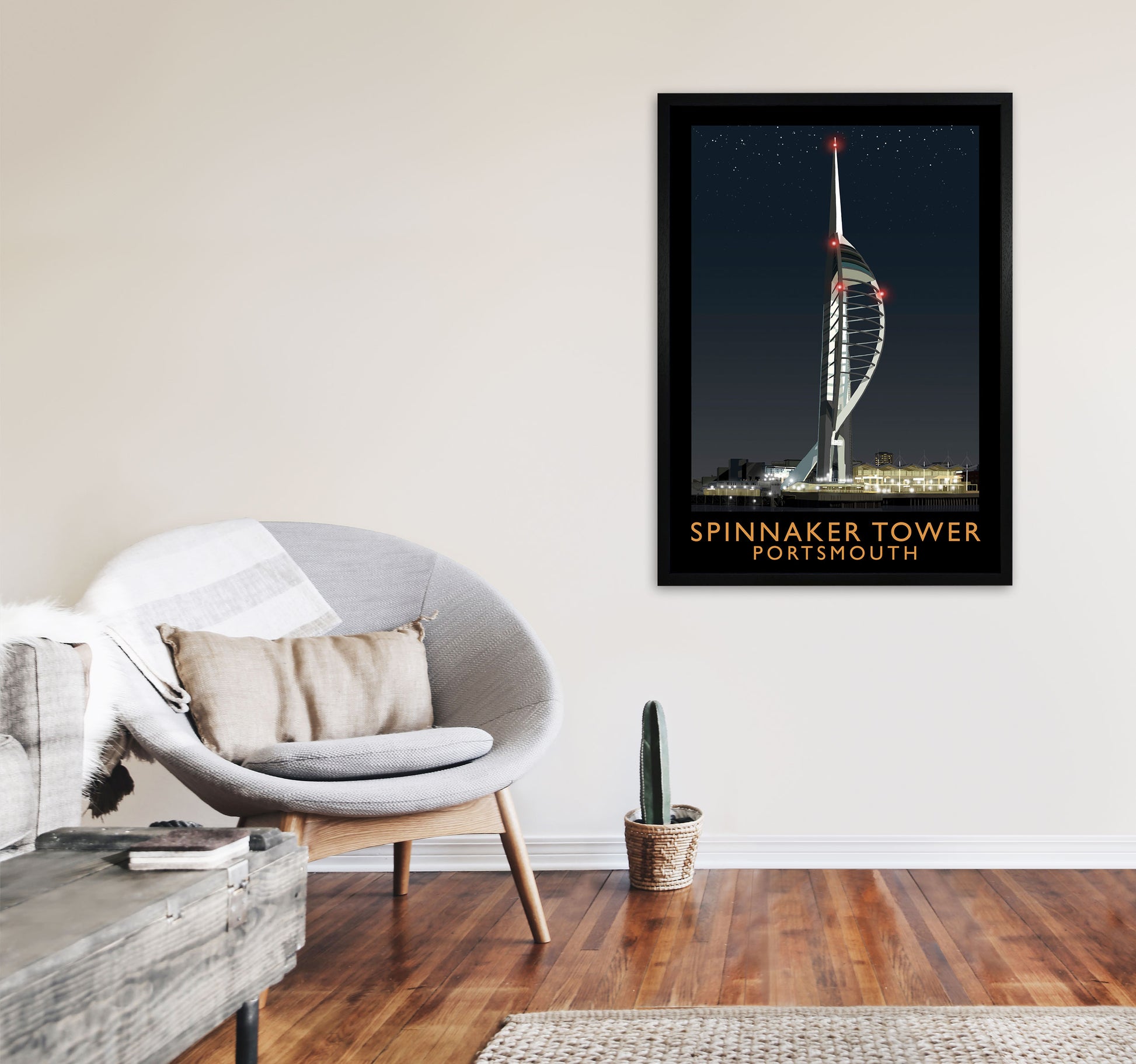 Spinnaker Tower by Richard O'Neill A1 White Frame