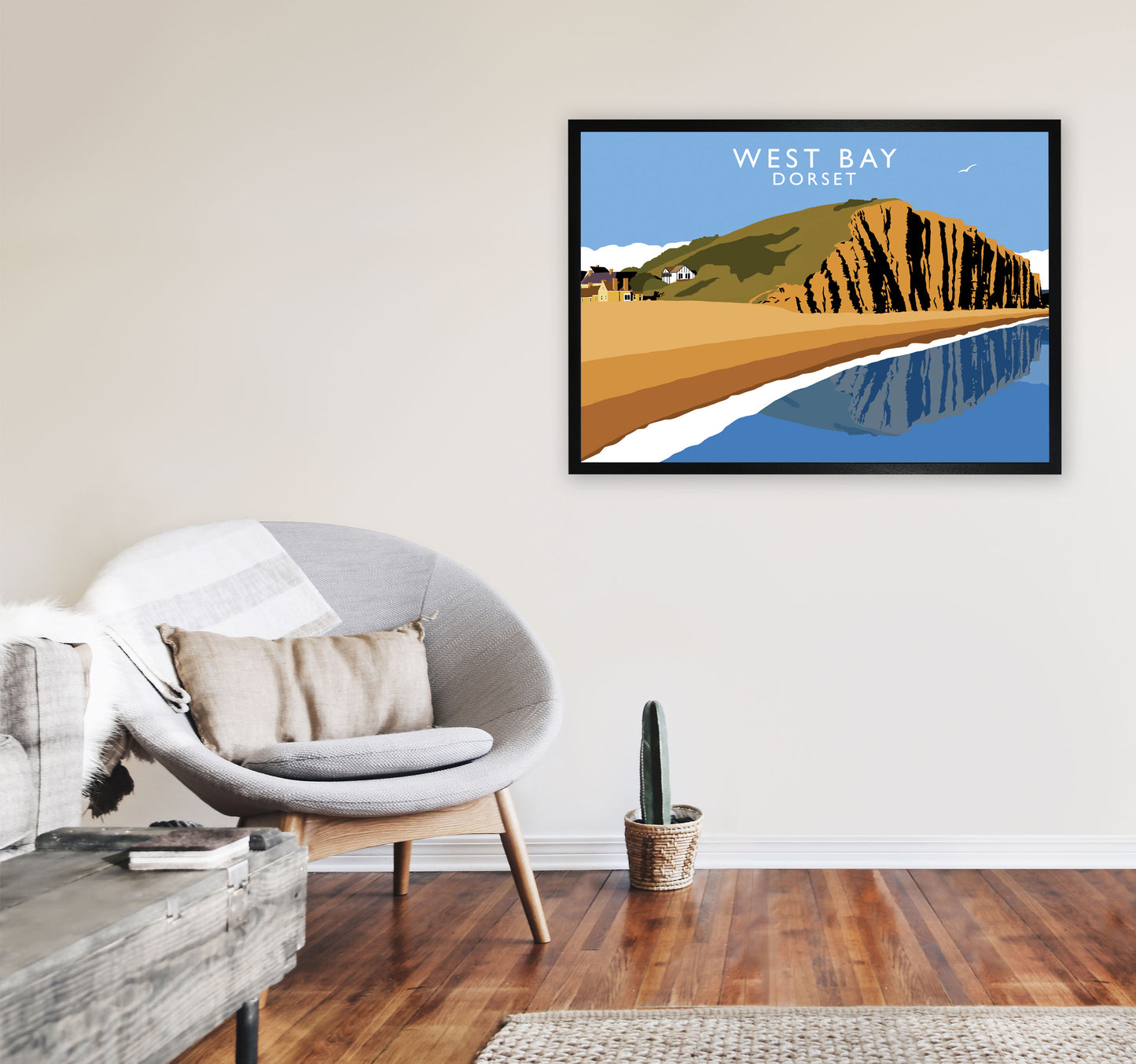 West Bay Dorset Framed Digital Art Print by Richard O'Neill A1 White Frame