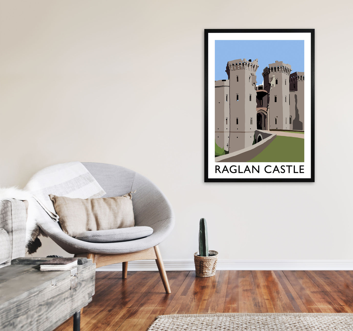 Raglan Castle by Richard O'Neill A1 White Frame