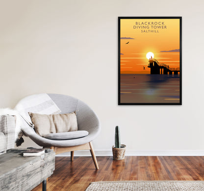 Blackrock Diving Tower (Sunset) (Portrait) by Richard O'Neill A1 White Frame