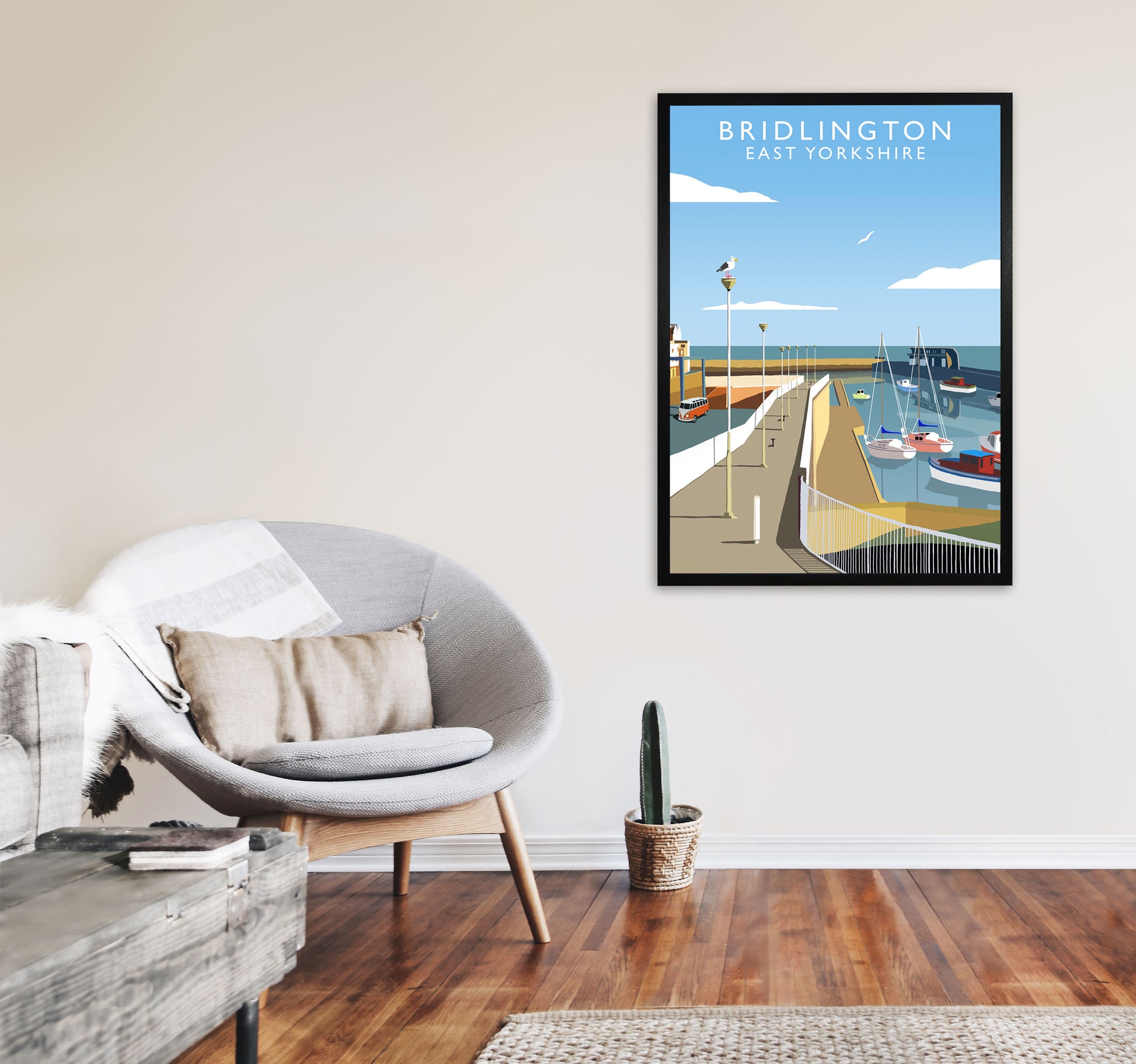 Bridlington East Yorkshire Framed Digital Art Print by Richard O'Neill A1 White Frame