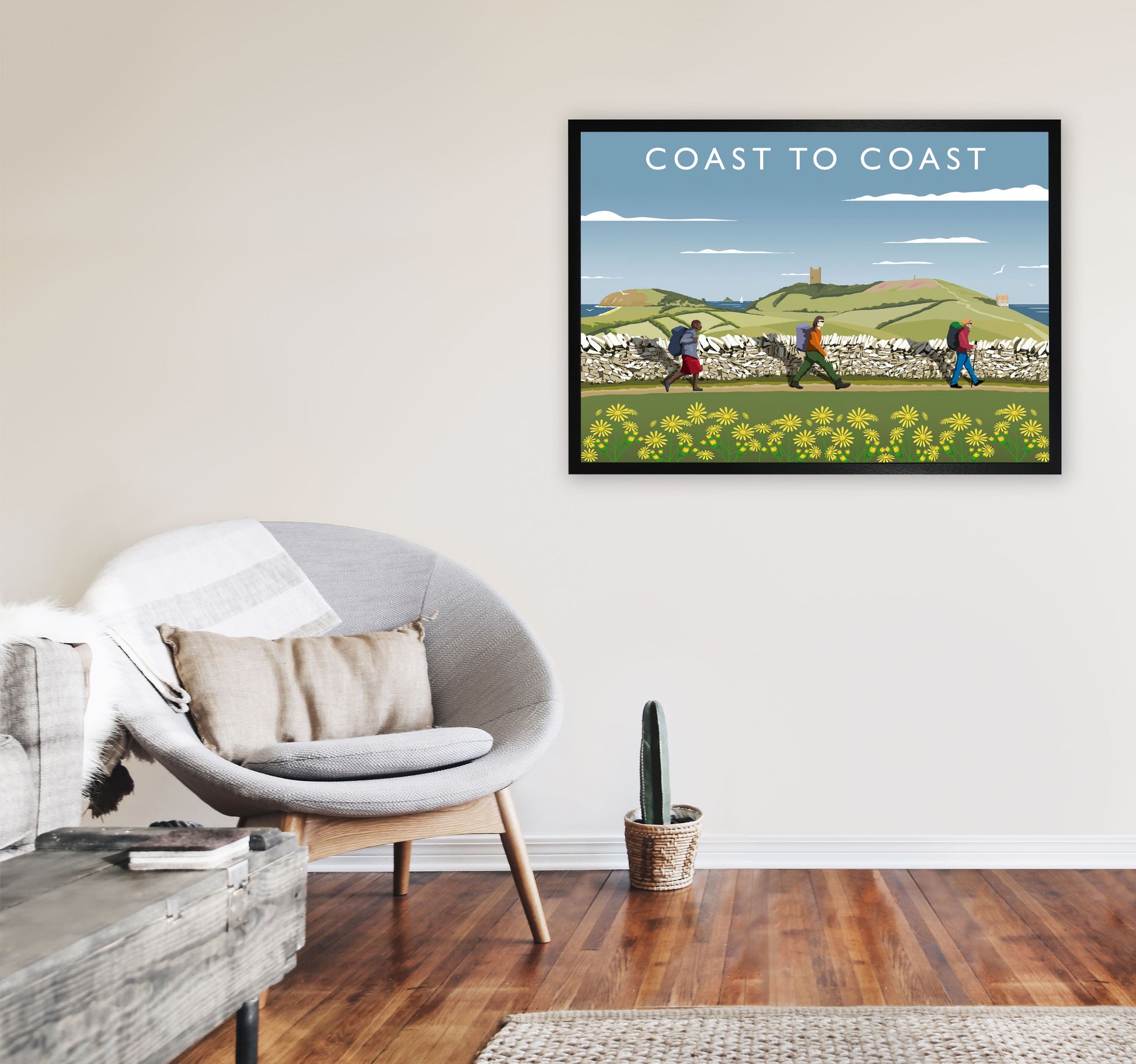 Coast To Coast Art Print by Richard O'Neill A1 White Frame