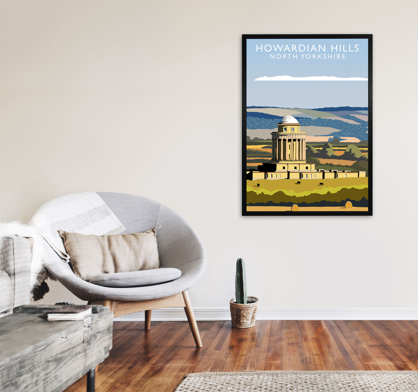 Howardian Hills (Portrait) by Richard O'Neill Yorkshire Art Print A1 White Frame