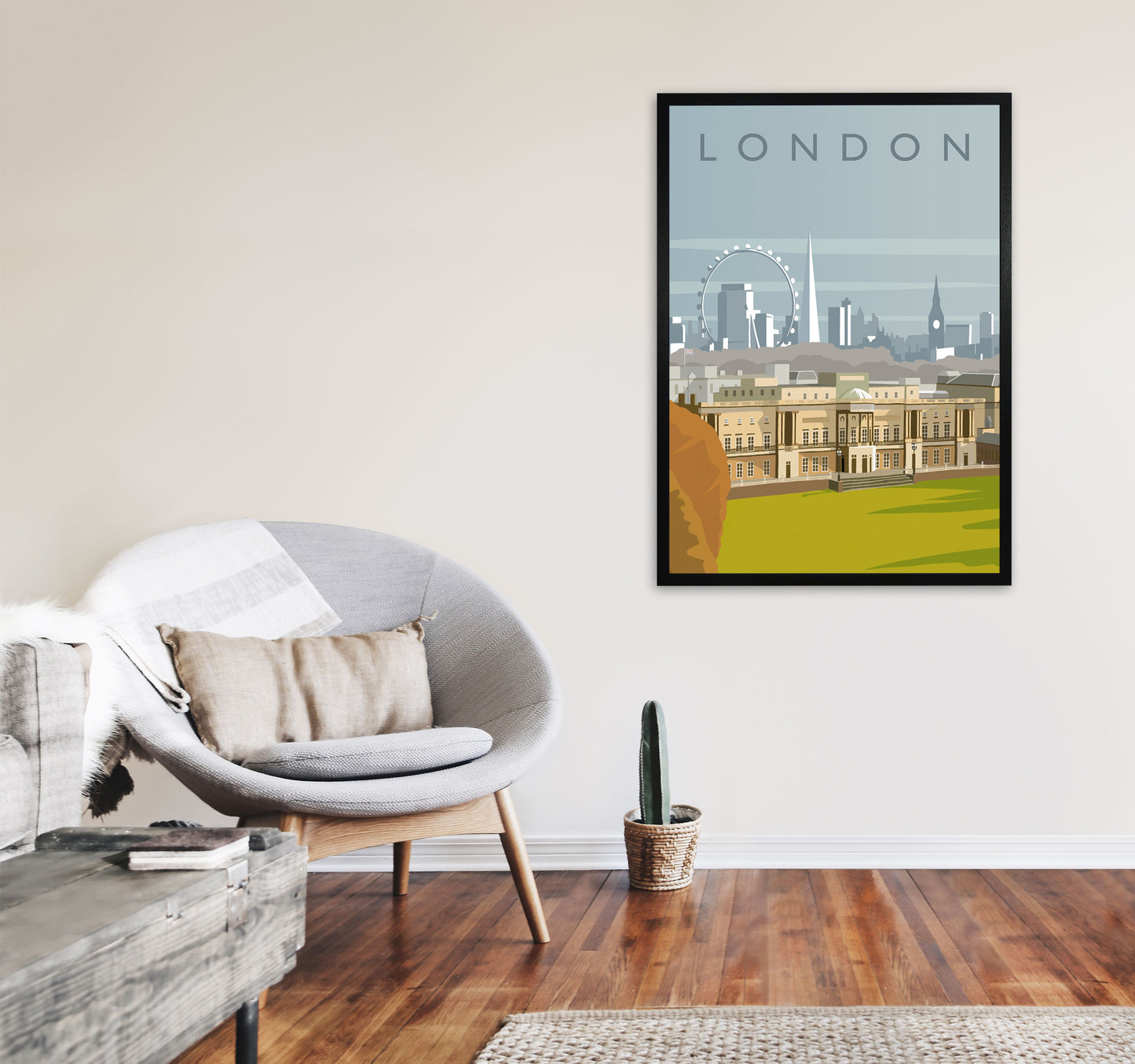 London (Portrait) by Richard O'Neill A1 White Frame