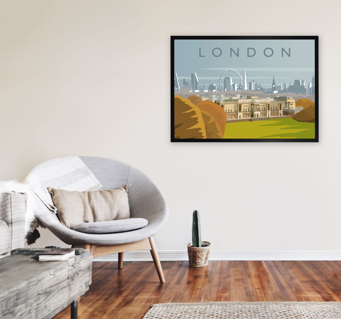 London Art Print by Richard O'Neill A1 White Frame