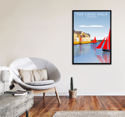 The Long Walk Galway Art Print by Richard O'Neill A1 White Frame