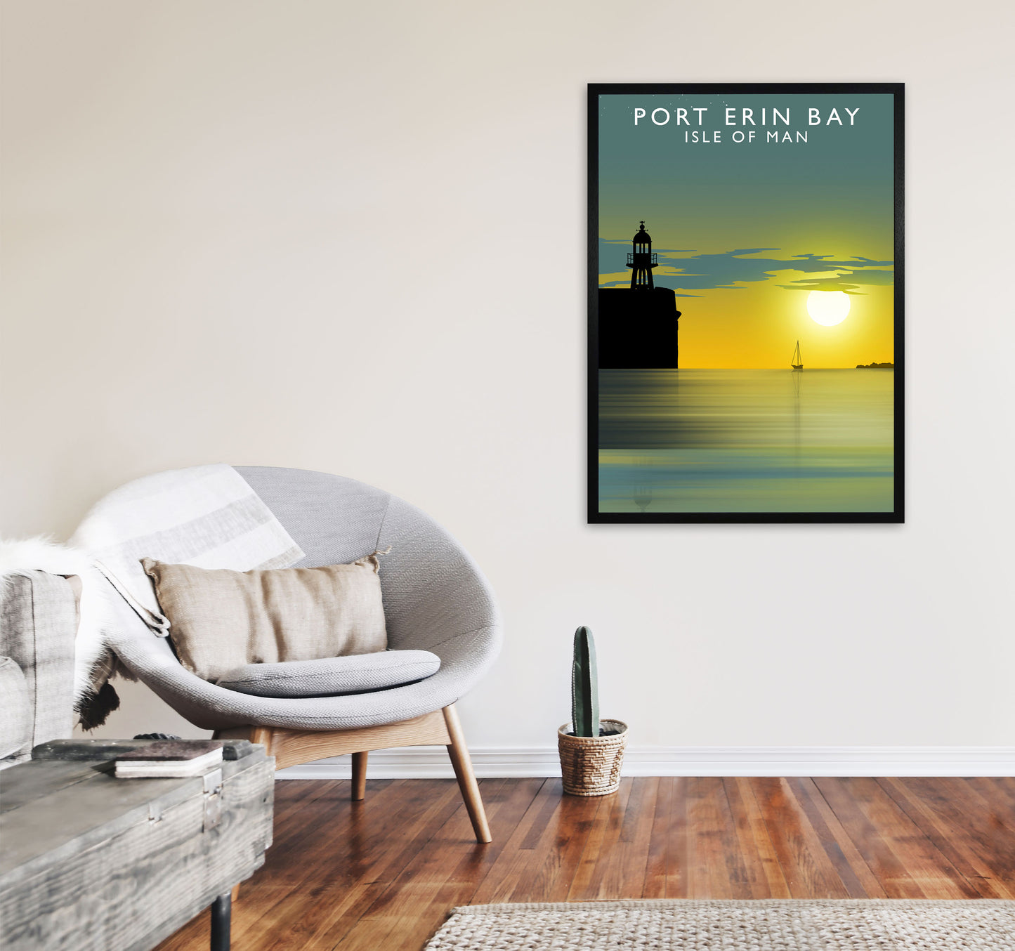 Port Erin Bay Isle of Man Art Print by Richard O'Neill A1 White Frame