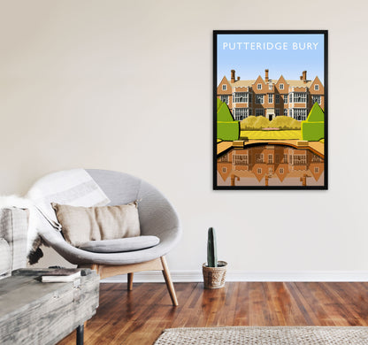 Putteridge Bury (Portrait) by Richard O'Neill A1 White Frame