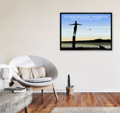 Scarborough Harbour (Landscape) by Richard O'Neill Yorkshire Art Print A1 White Frame