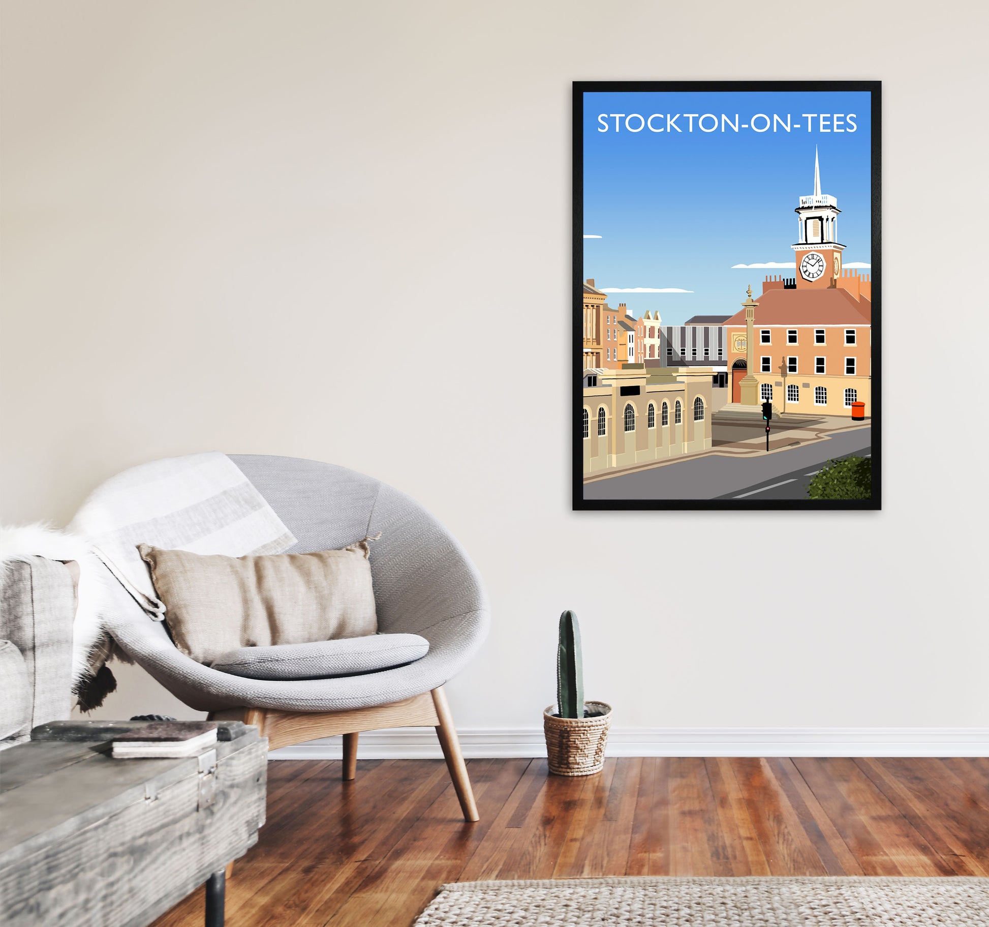 Stockton On Tees (Portrait) by Richard O'Neill A1 White Frame