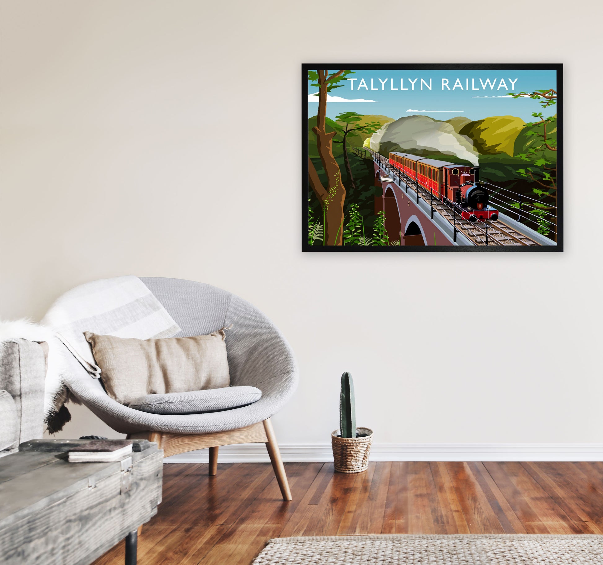 Talyllyn Railway Art Print by Richard O'Neill A1 White Frame