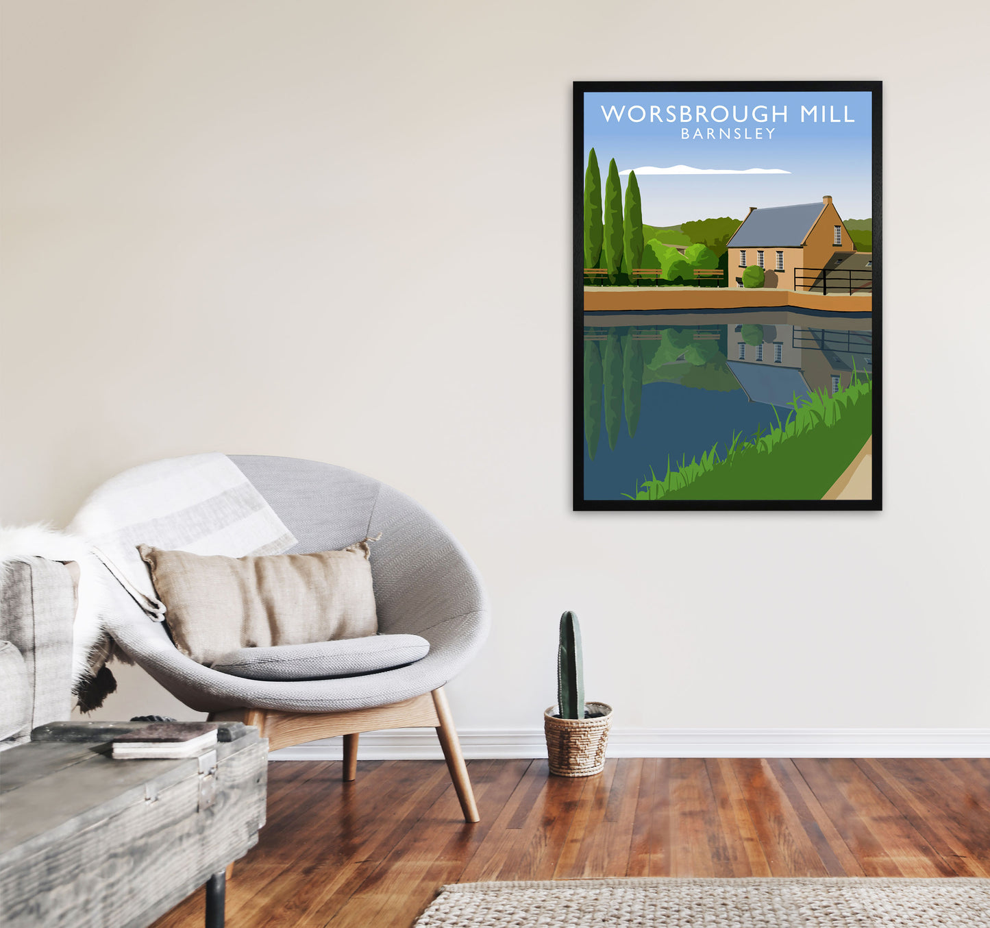 Worsbrough Mill (Portrait) by Richard O'Neill Yorkshire Art Print A1 White Frame