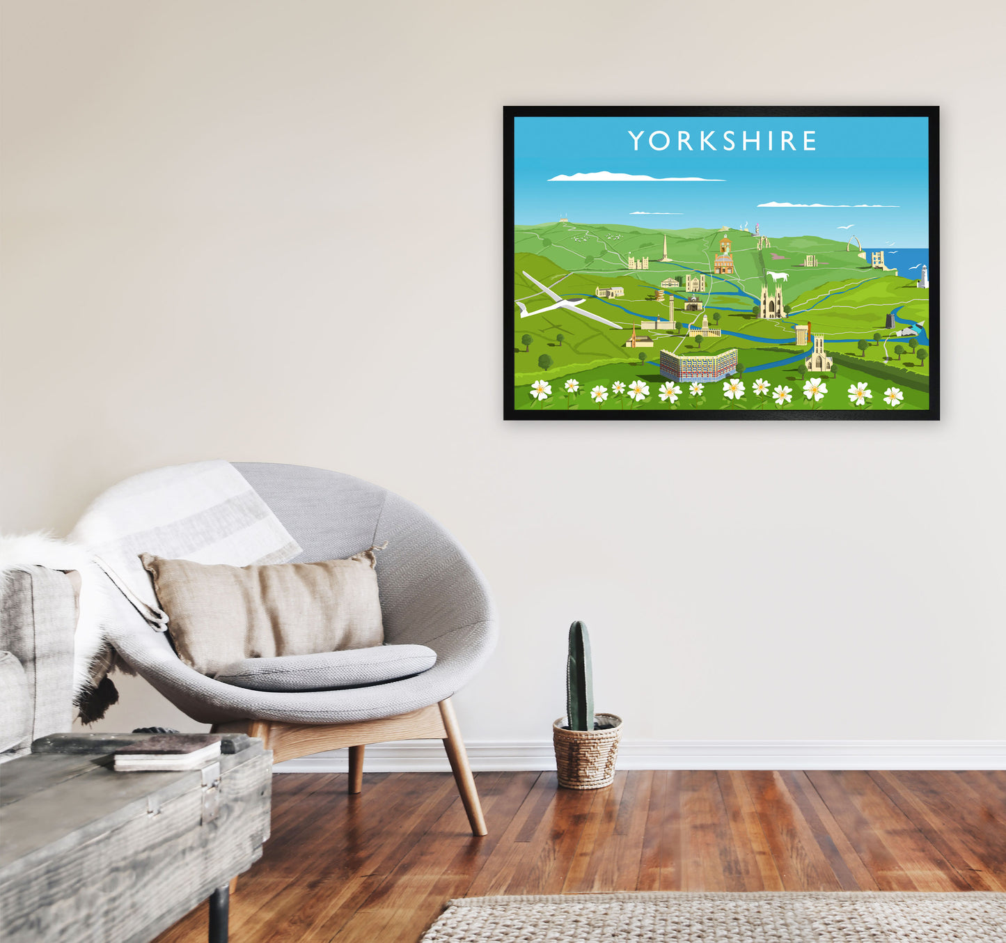Yorkshire Framed Digital Art Print by Richard O'Neill A1 White Frame