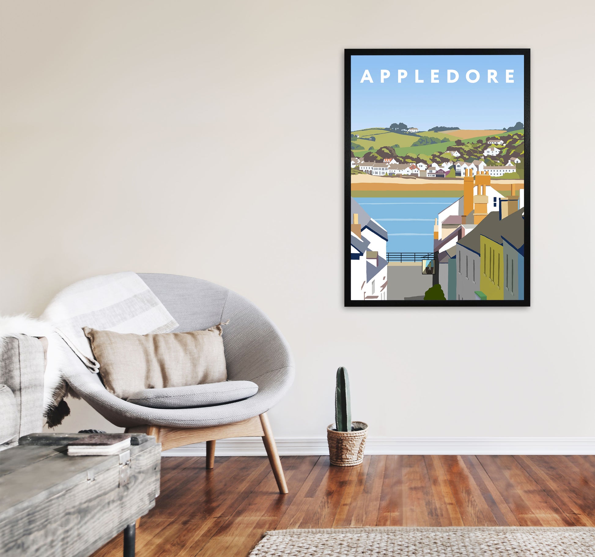 Appledore Framed Digital Art Print by Richard O'Neill A1 White Frame