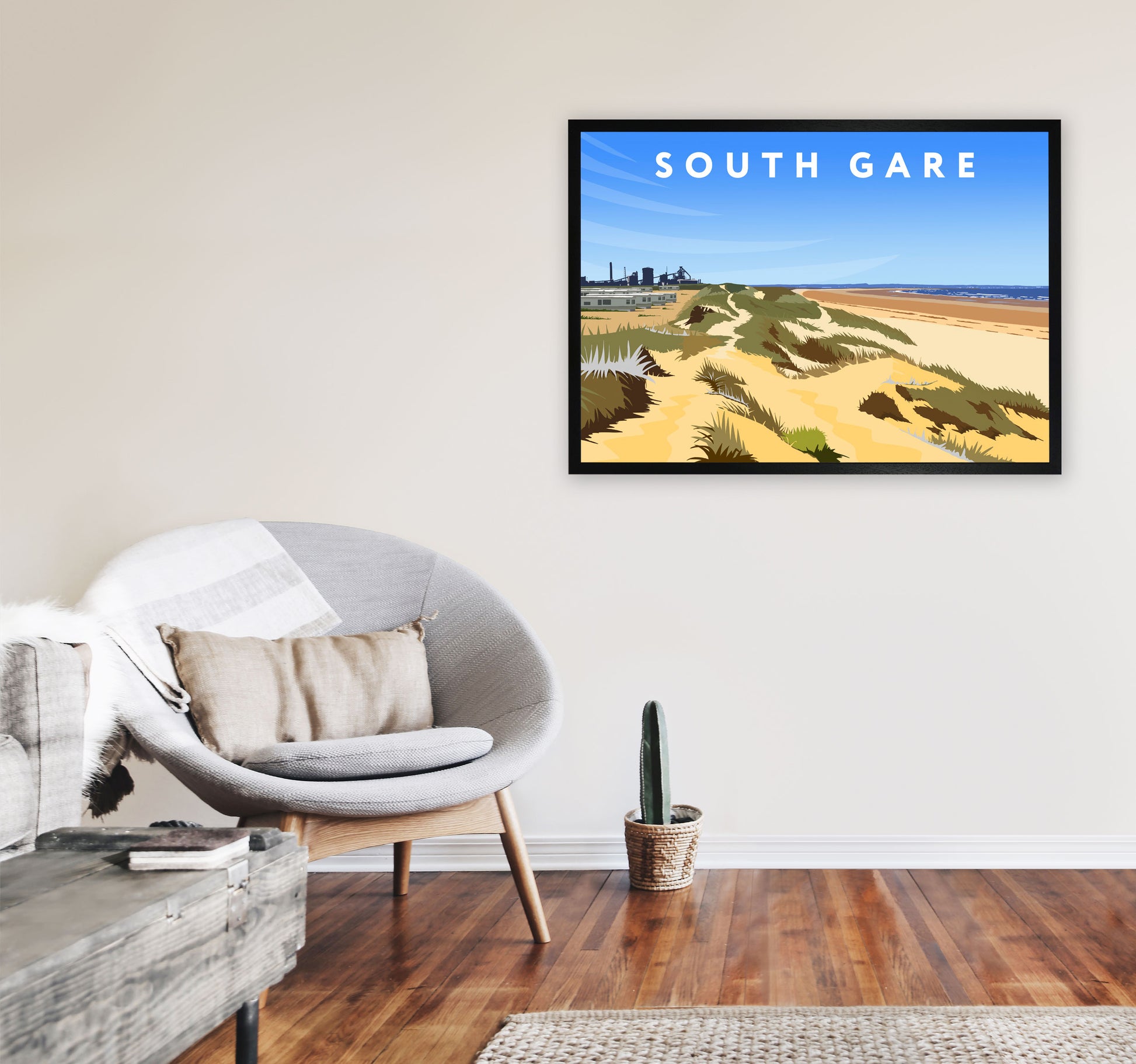 South Gare by Richard O'Neill A1 White Frame