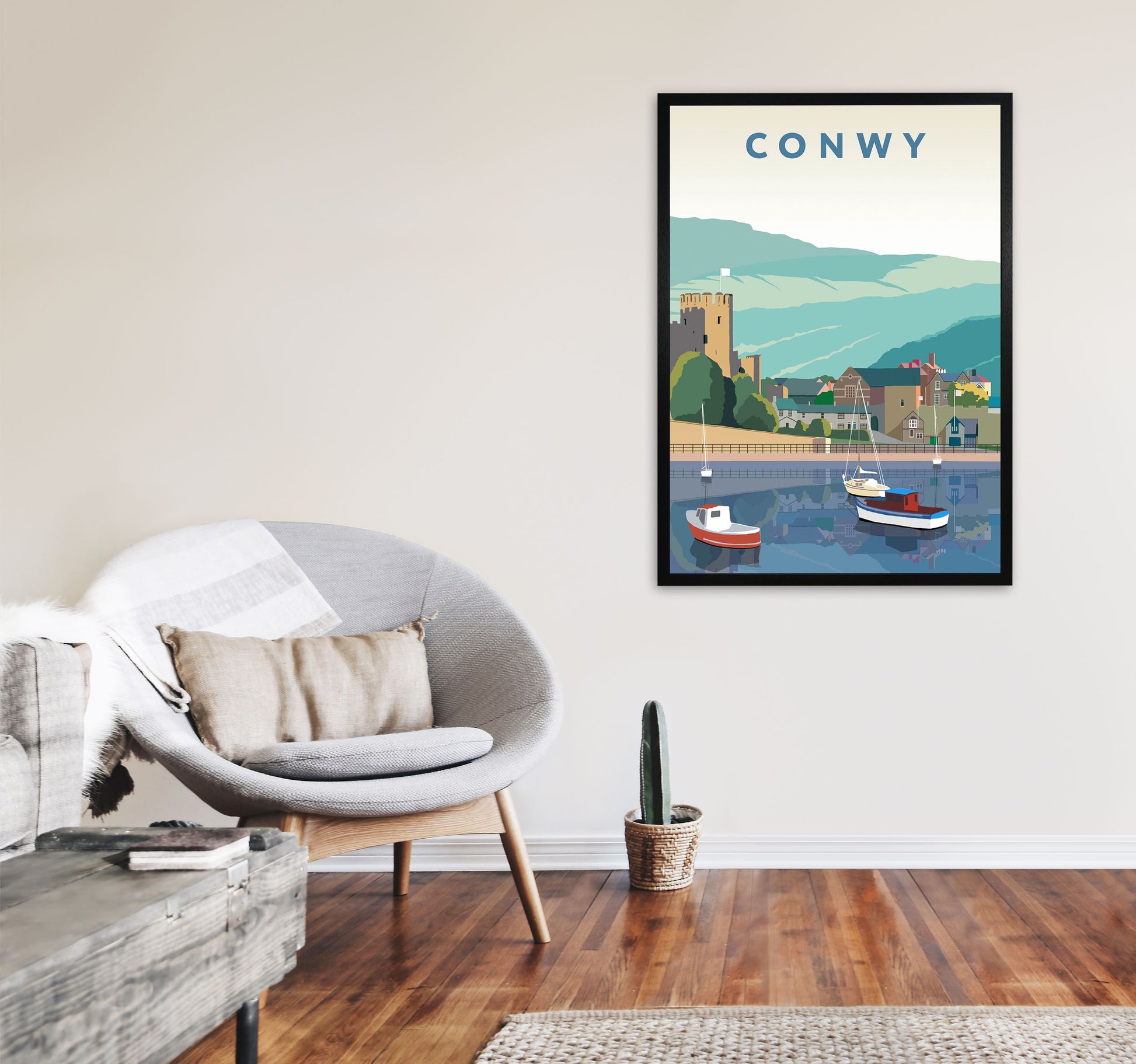 Conwy Art Portrait Print by Richard O'Neill A1 White Frame