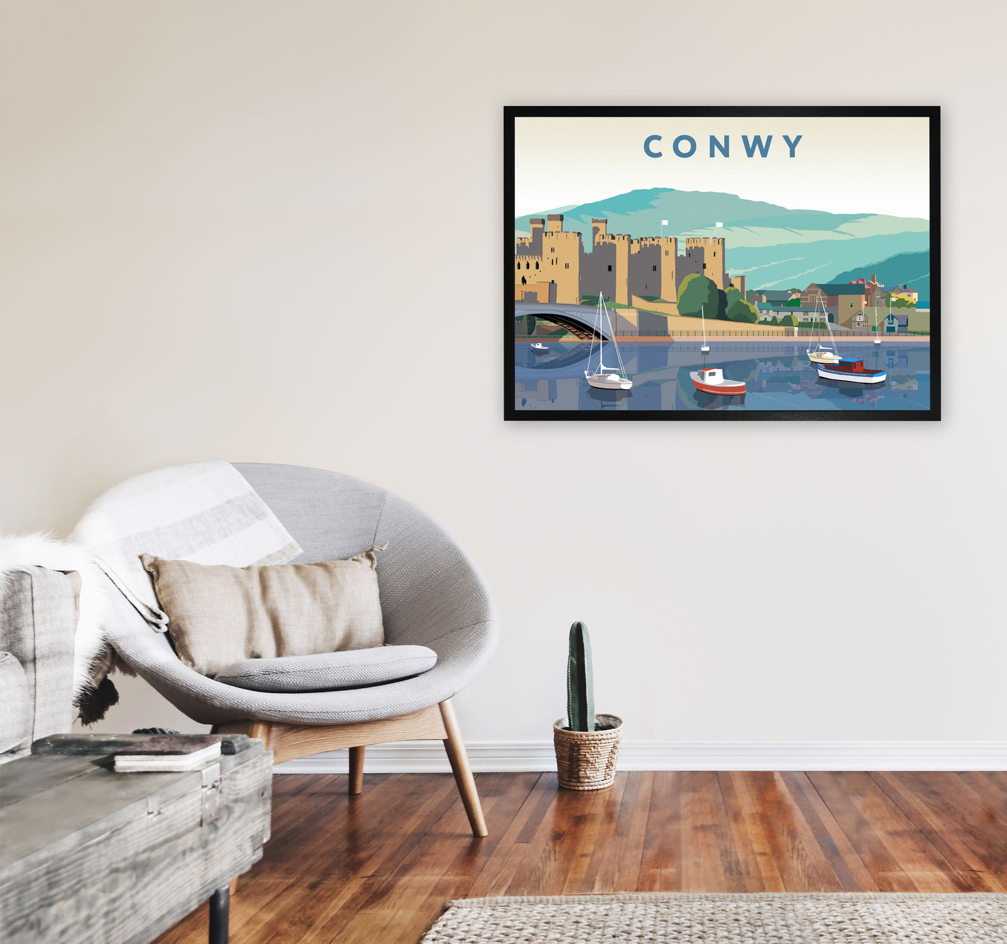 Conwy Art Print by Richard O'Neill A1 White Frame