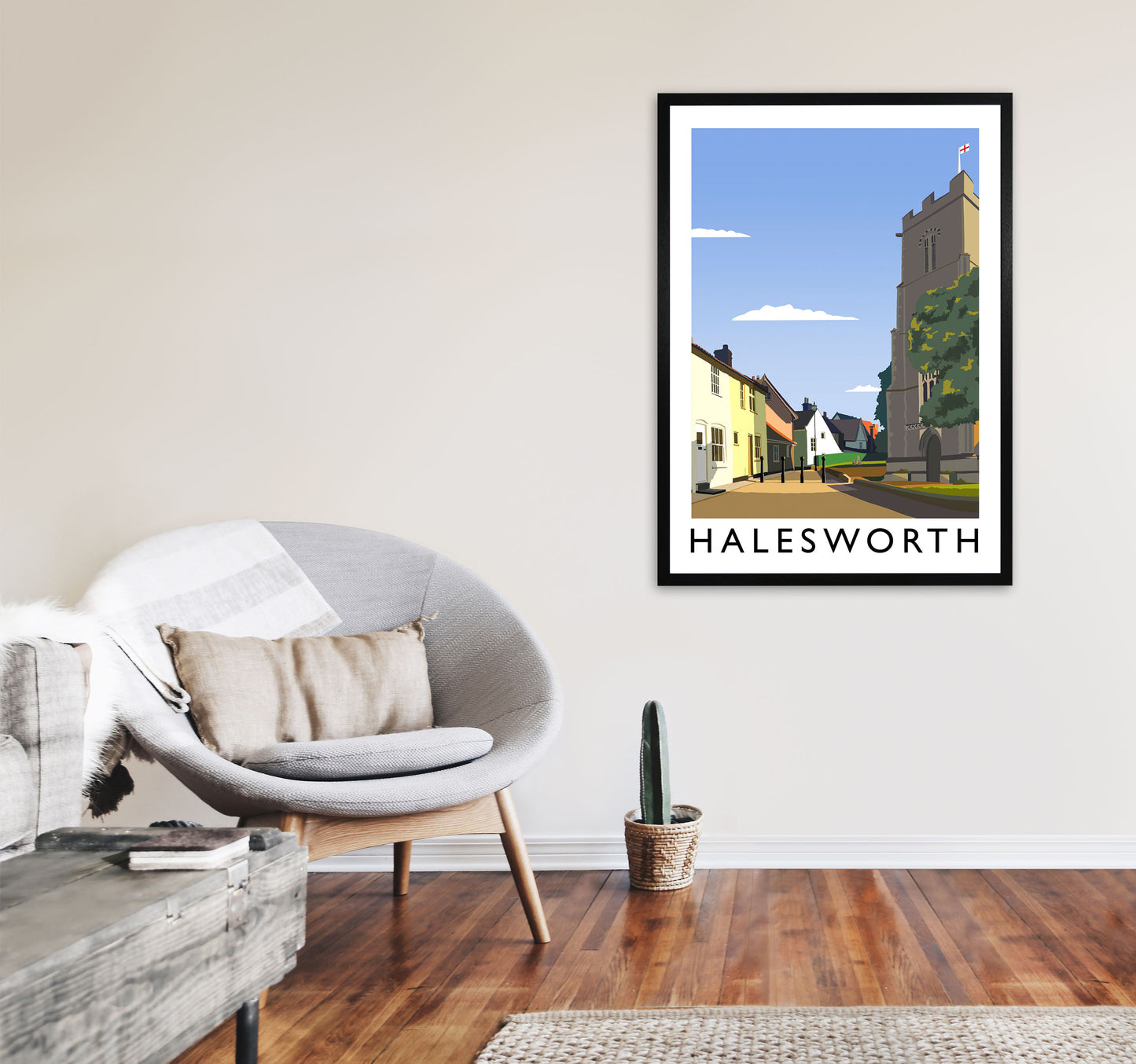 Halesworth Portrait by Richard O'Neill A1 White Frame