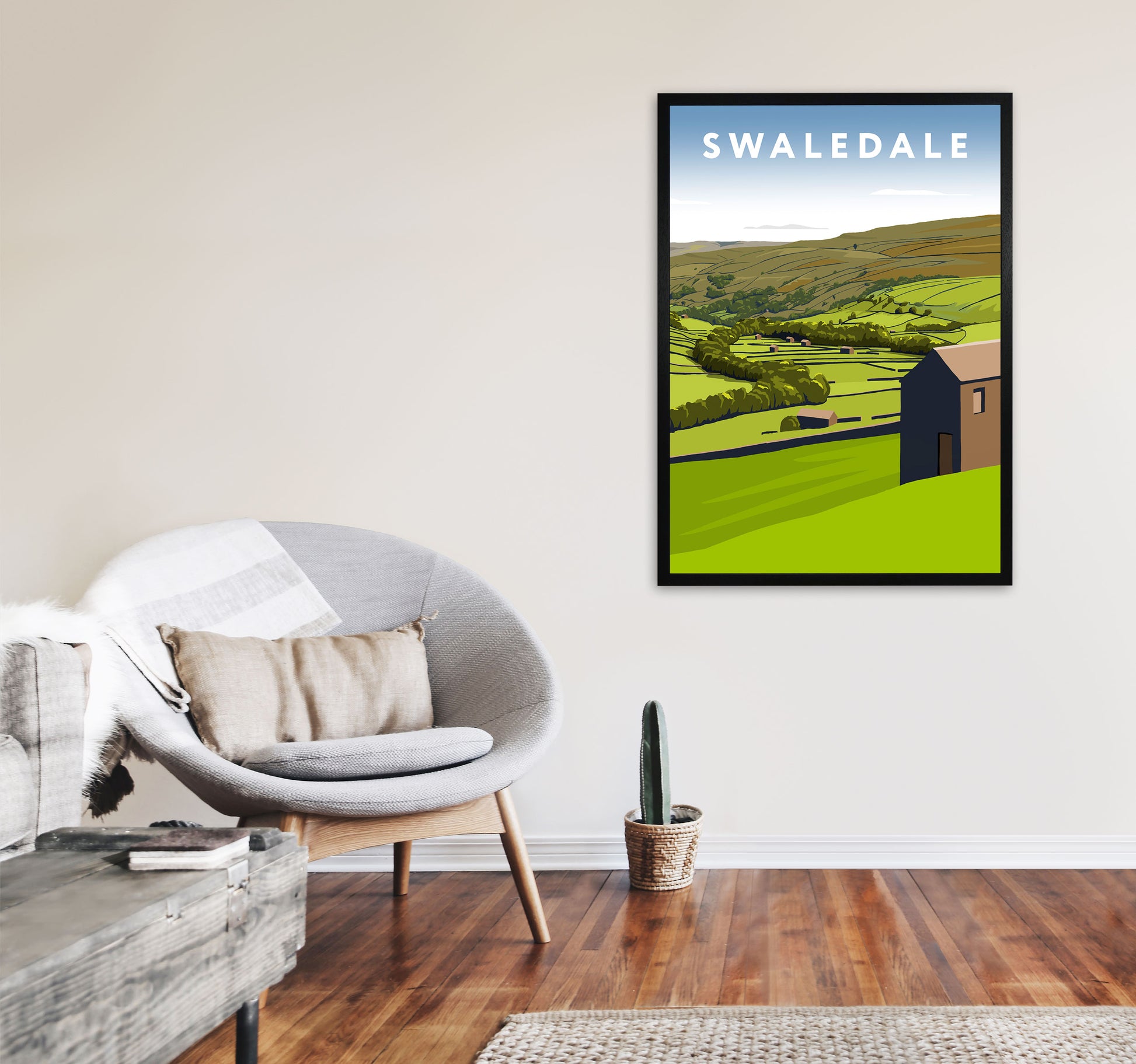 Swaledale2 Portrait by Richard O'Neill A1 White Frame