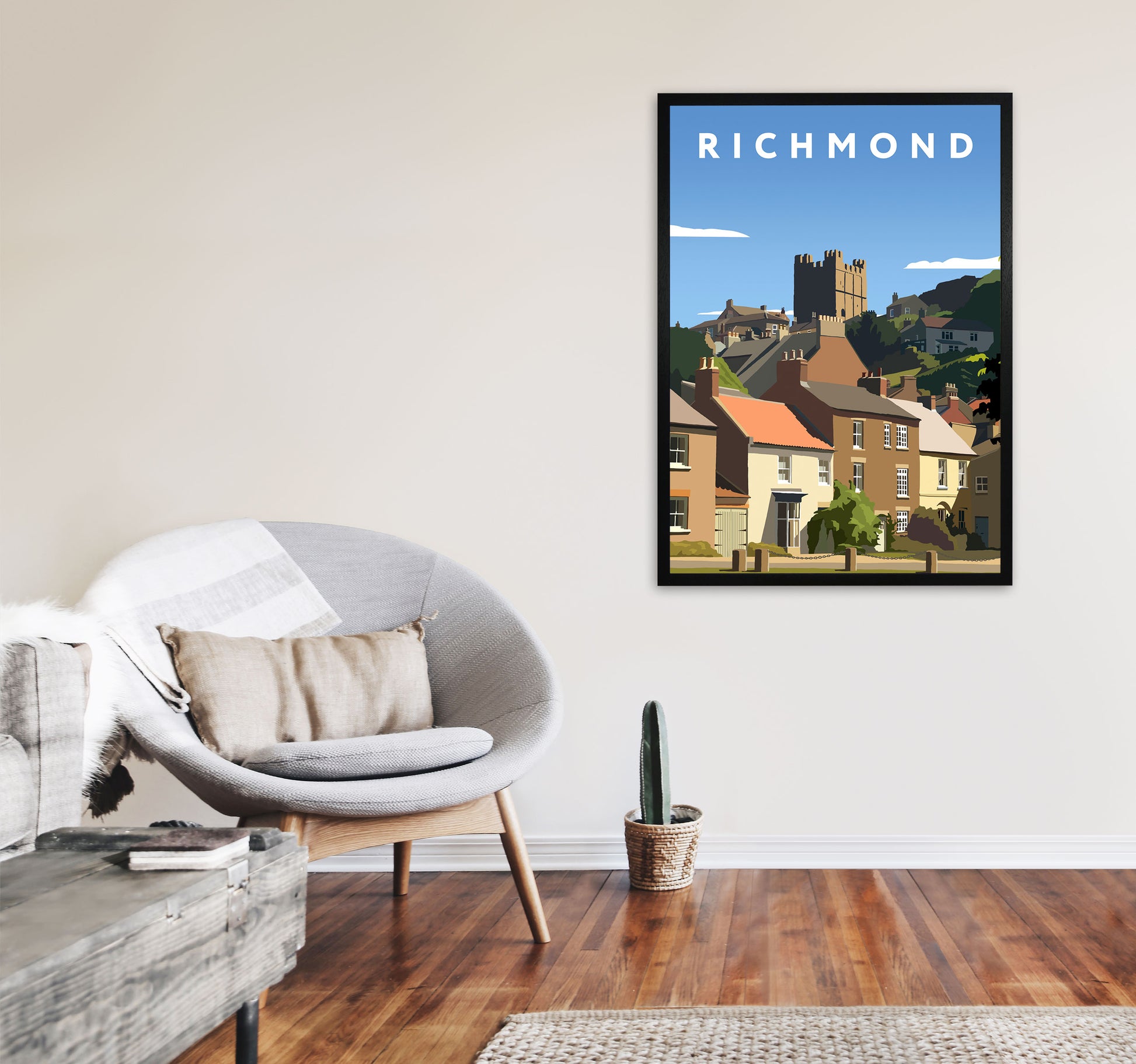 Richmond4 Portrait  Travel Art Print by Richard O'Neill, Framed Wall Art A1 White Frame