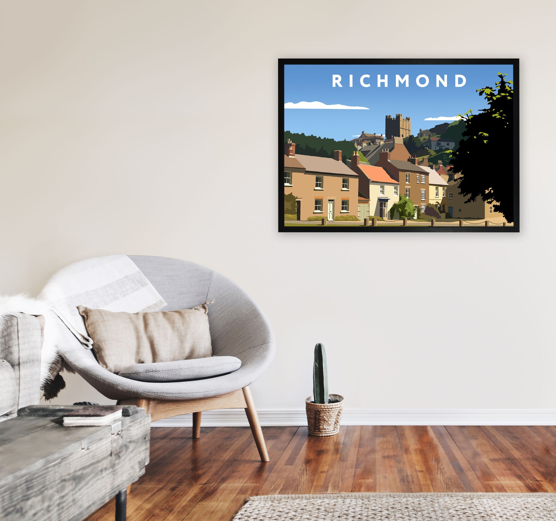 Richmond4 Travel Art Print by Richard O'Neill, Framed Wall Art A1 White Frame