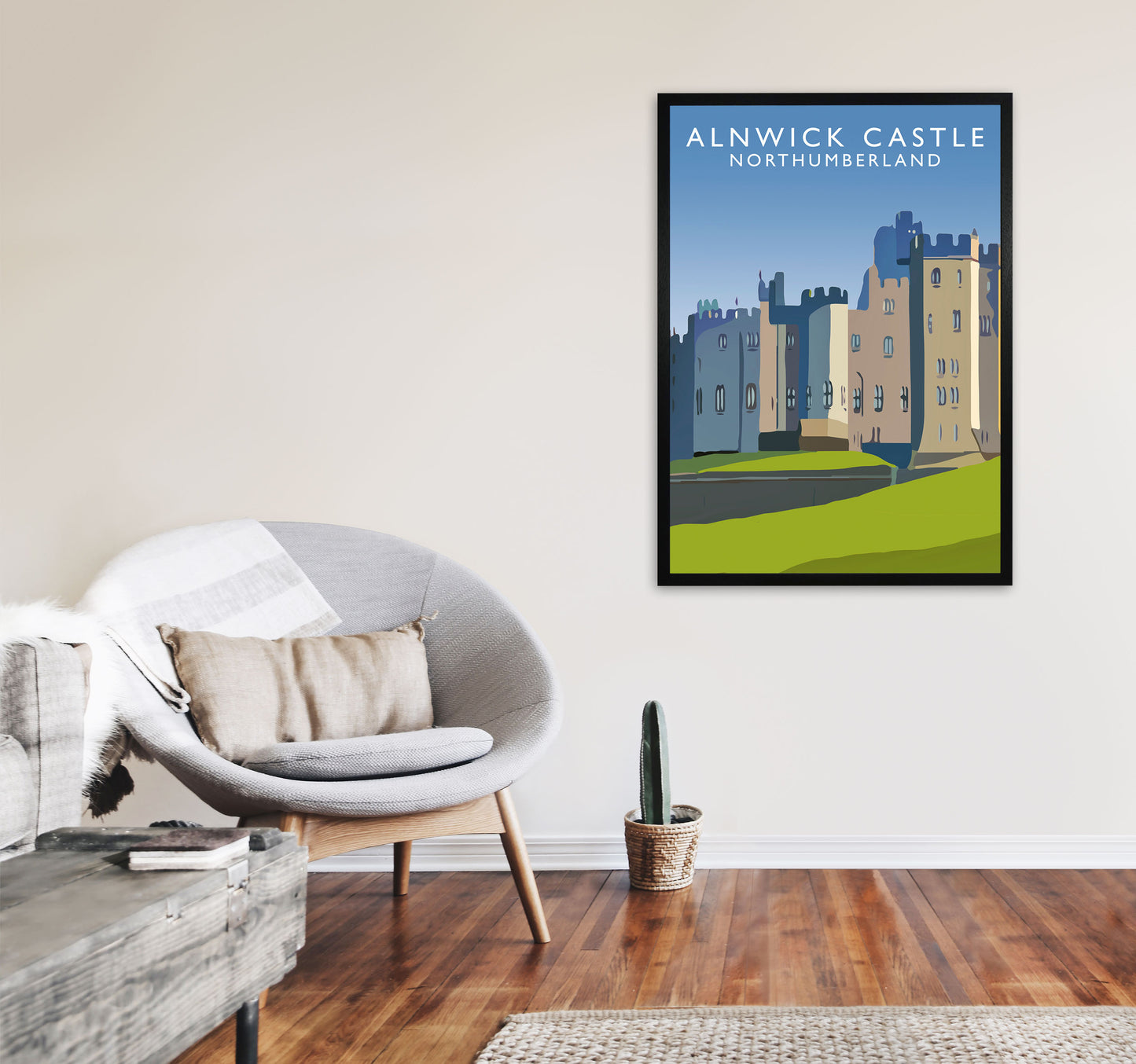 Alnwick Castle2 Portrait by Richard O'Neill A1 White Frame