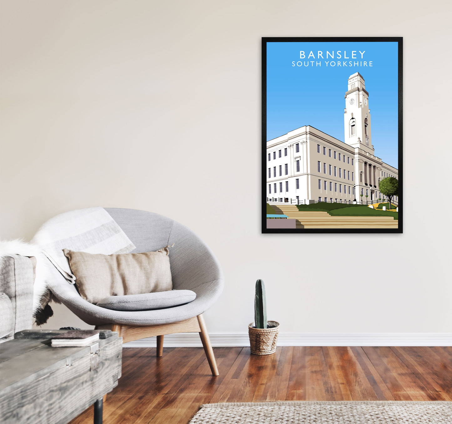 Barnsley South Yorkshire Art Print by Richard O'Neill A1 White Frame