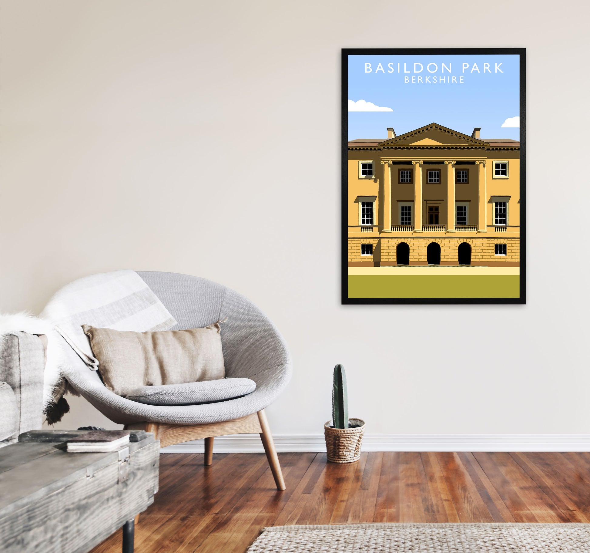 Basildon Park Portrait by Richard O'Neill A1 White Frame