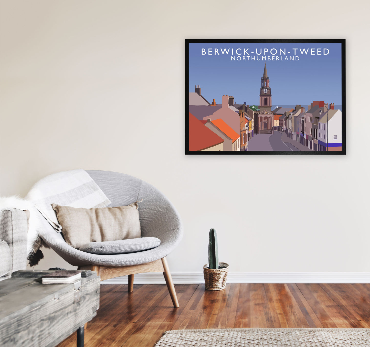 Berwick-Upon-Tweed Northumberland Art Print by Richard O'Neill A1 White Frame