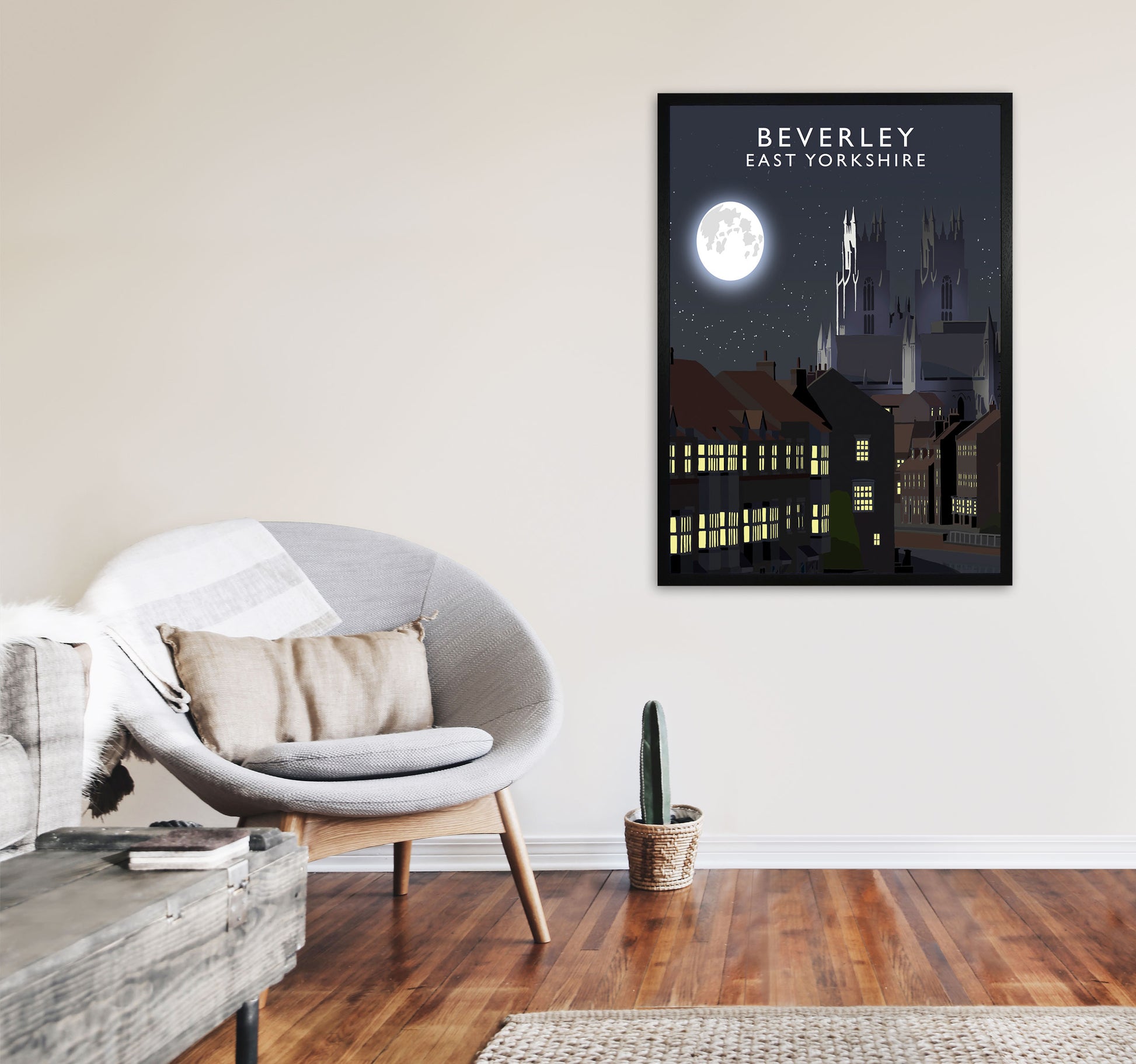 Beverley Night Portrait by Richard O'Neill A1 White Frame