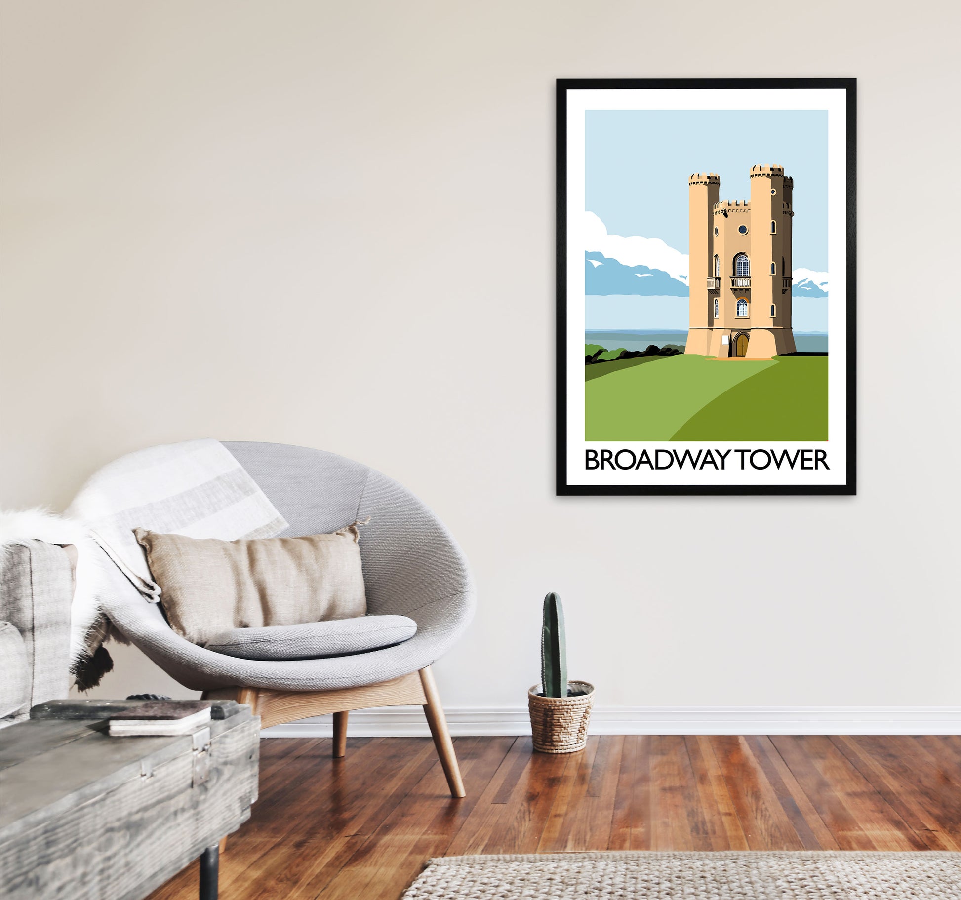 Broadway Tower Portrait Art Print by Richard O'Neill A1 White Frame