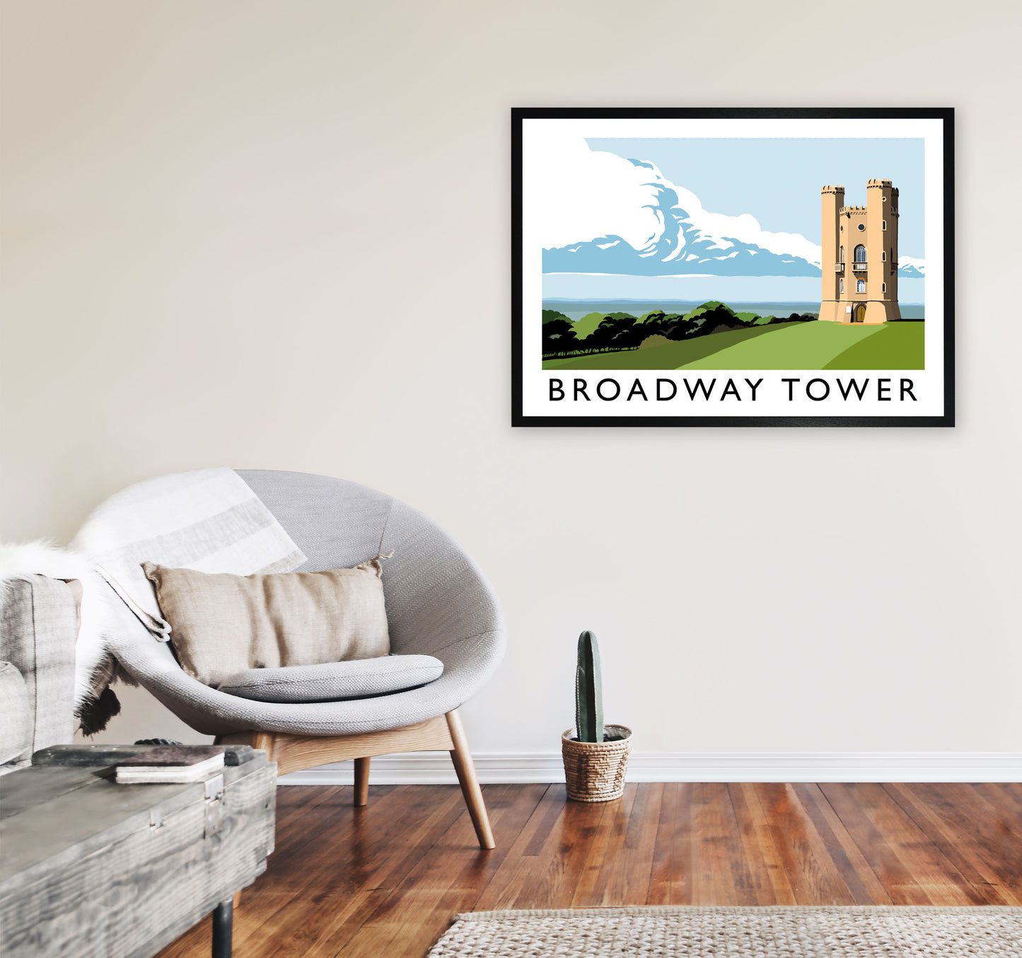 Broadway Tower Art Print by Richard O'Neill A1 White Frame