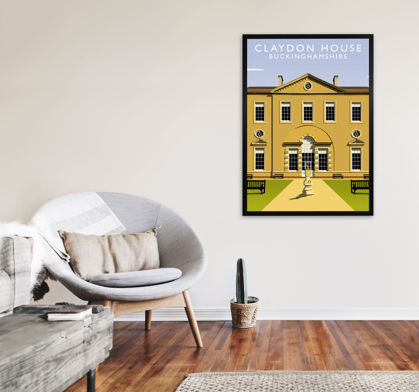 Claydon House Portrait by Richard O'Neill A1 White Frame