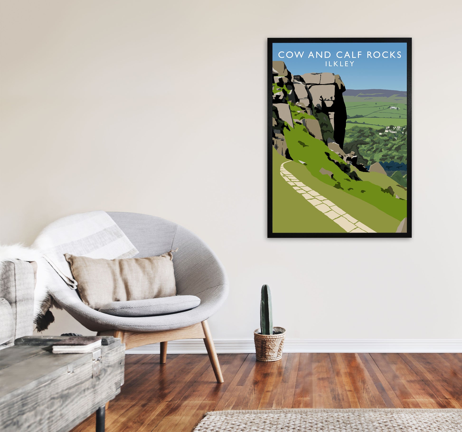 Cow And Calf Rocks Portrait by Richard O'Neill A1 White Frame