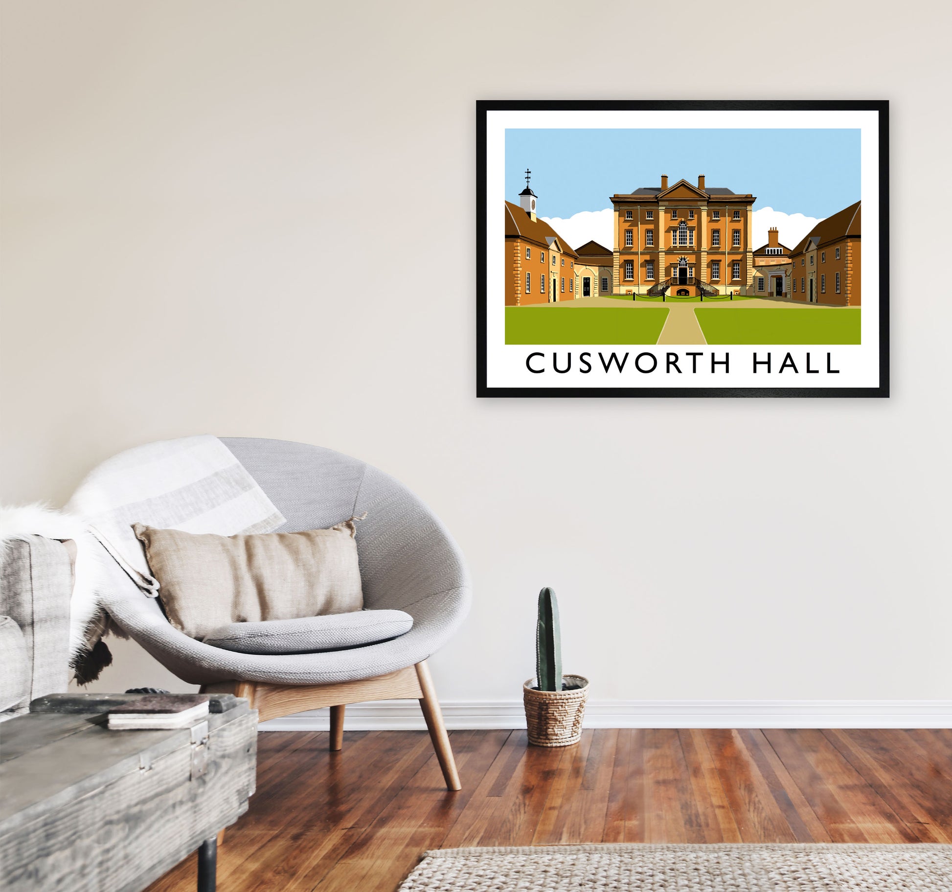 Cusworth Hall Art Print by Richard O'Neill A1 White Frame