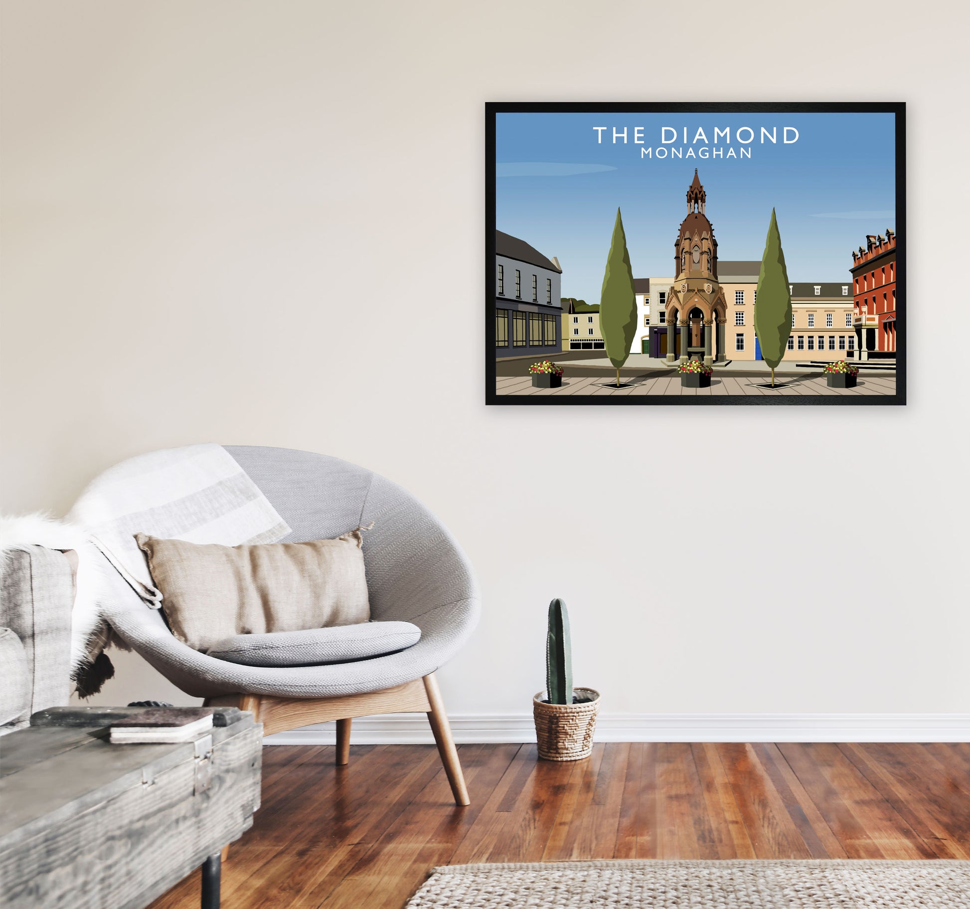 The Diamond Monaghan Travel Art Print by Richard O'Neill, Framed Wall Art A1 White Frame