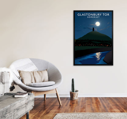 Glastonbury Tor Somerset Framed Digital Art Print by Richard O'Neill A1 White Frame