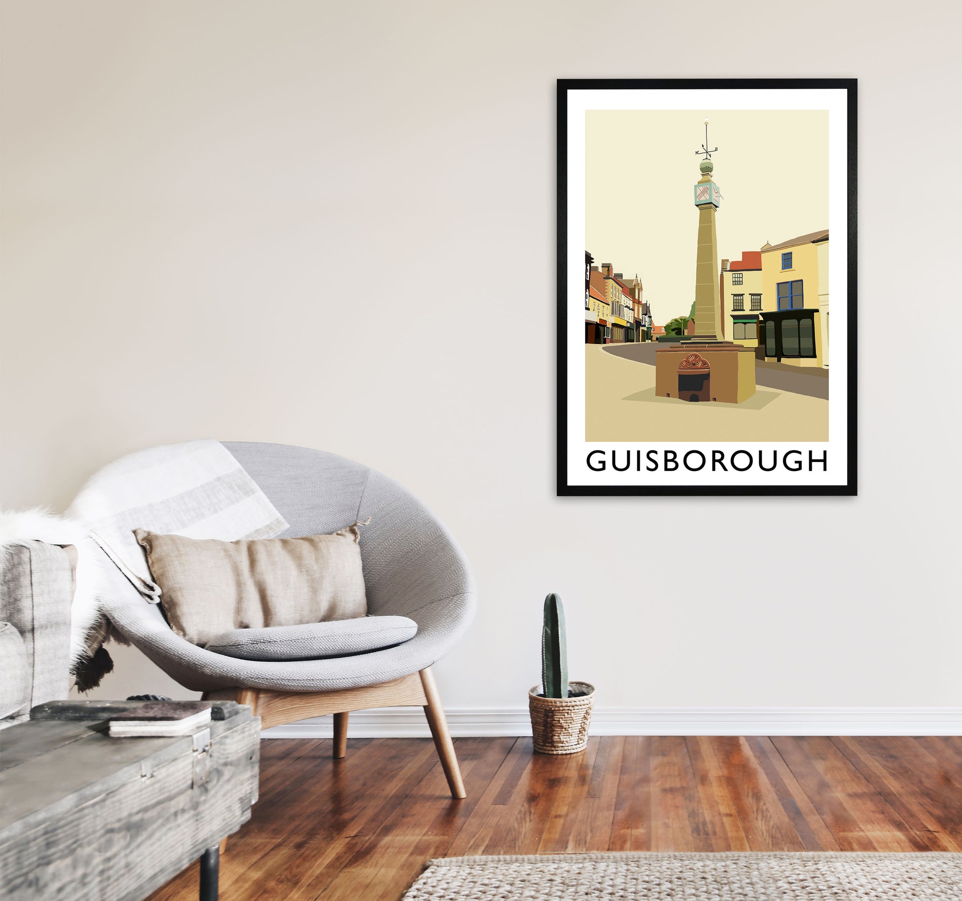 Guisborough Portrait by Richard O'Neill A1 White Frame