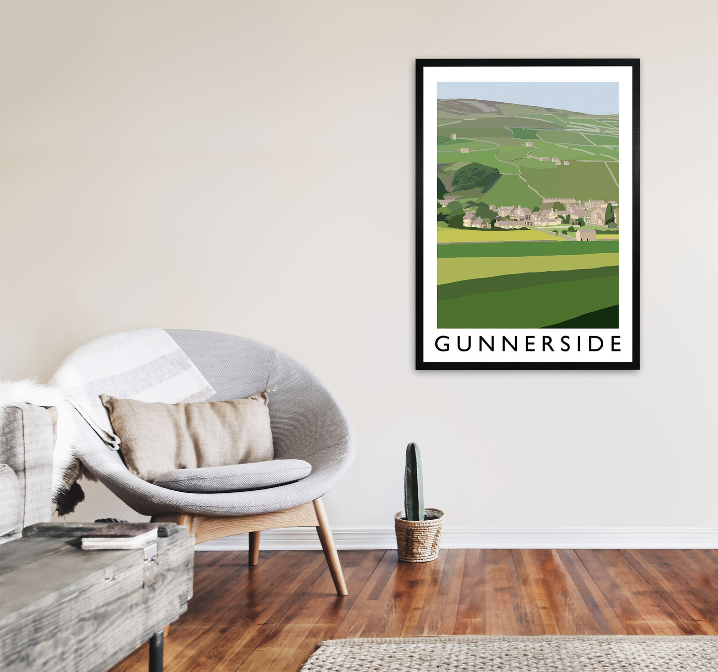 Gunnerside Portrait by Richard O'Neill A1 White Frame