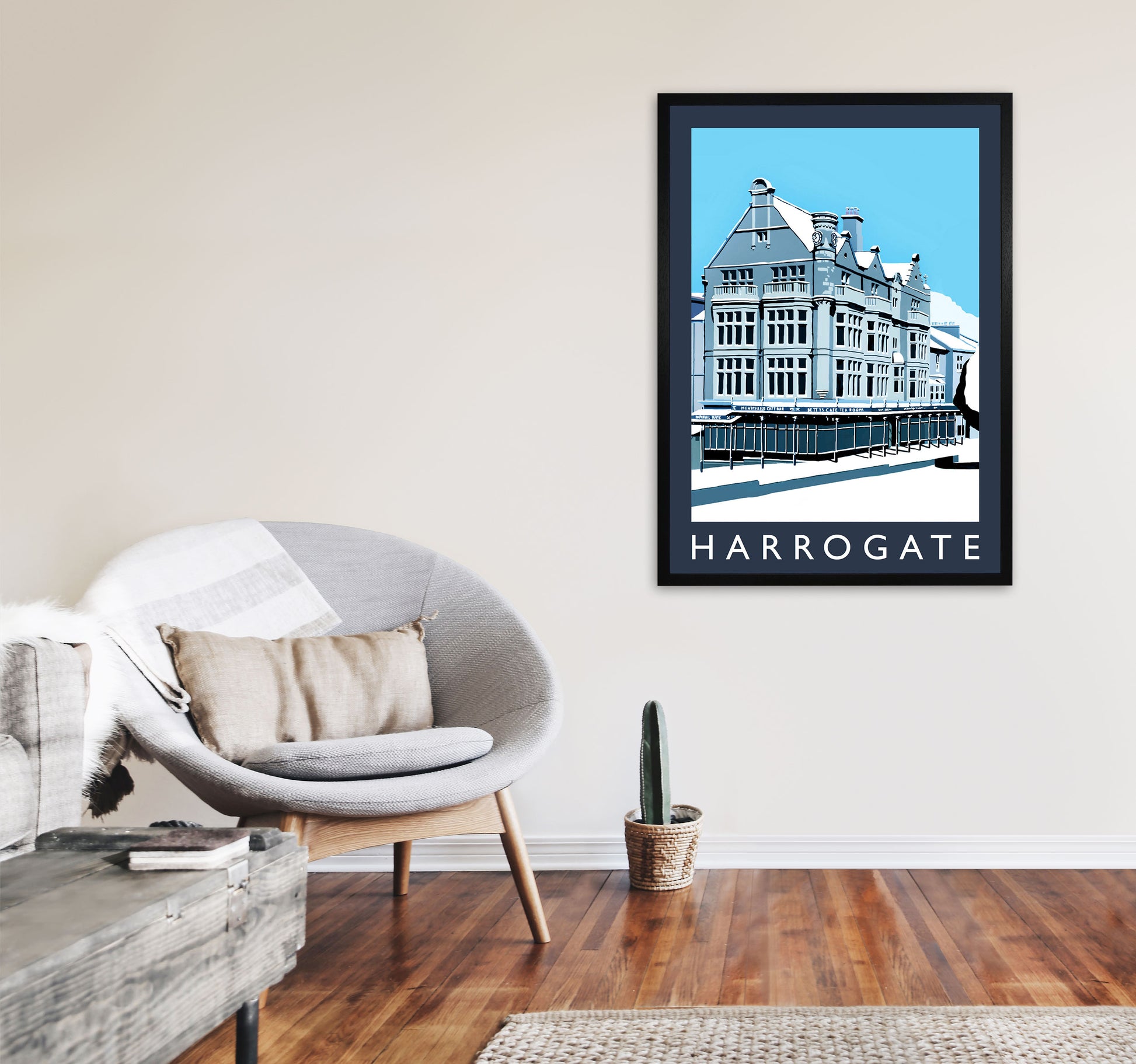 Harrogate Travel Art Print by Richard O'Neill, Framed Wall Art A1 White Frame