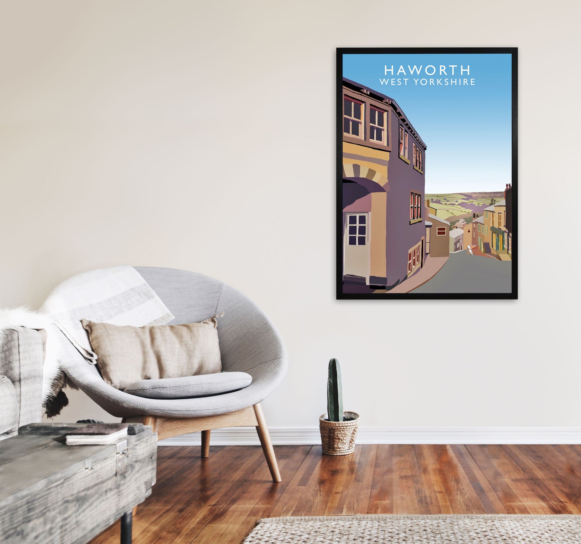 Haworth West Yorkshire Digital Art Print by Richard O'Neill, Framed Wall Art A1 White Frame