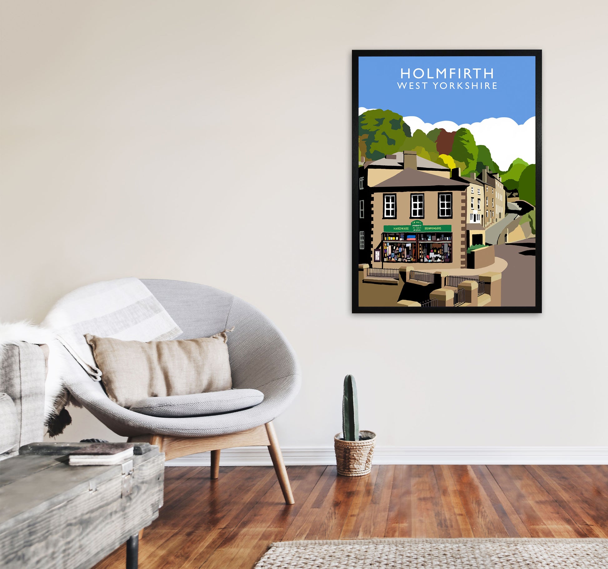 Holmfirth West Yorkshire Travel Art Print by Richard O'Neill A1 White Frame