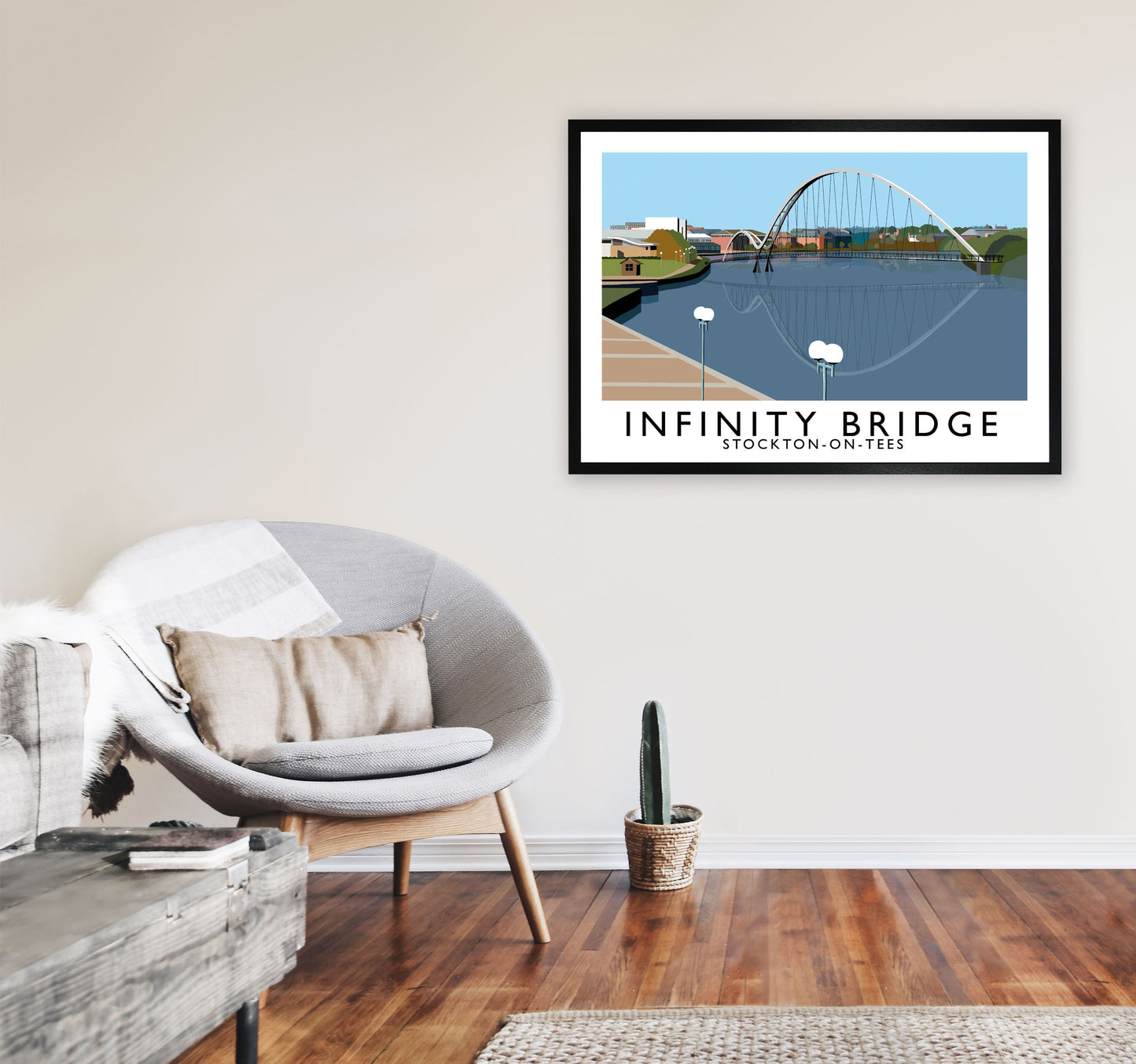 Infinity Bridge Stockton-On-Tees Art Print by Richard O'Neill A1 White Frame