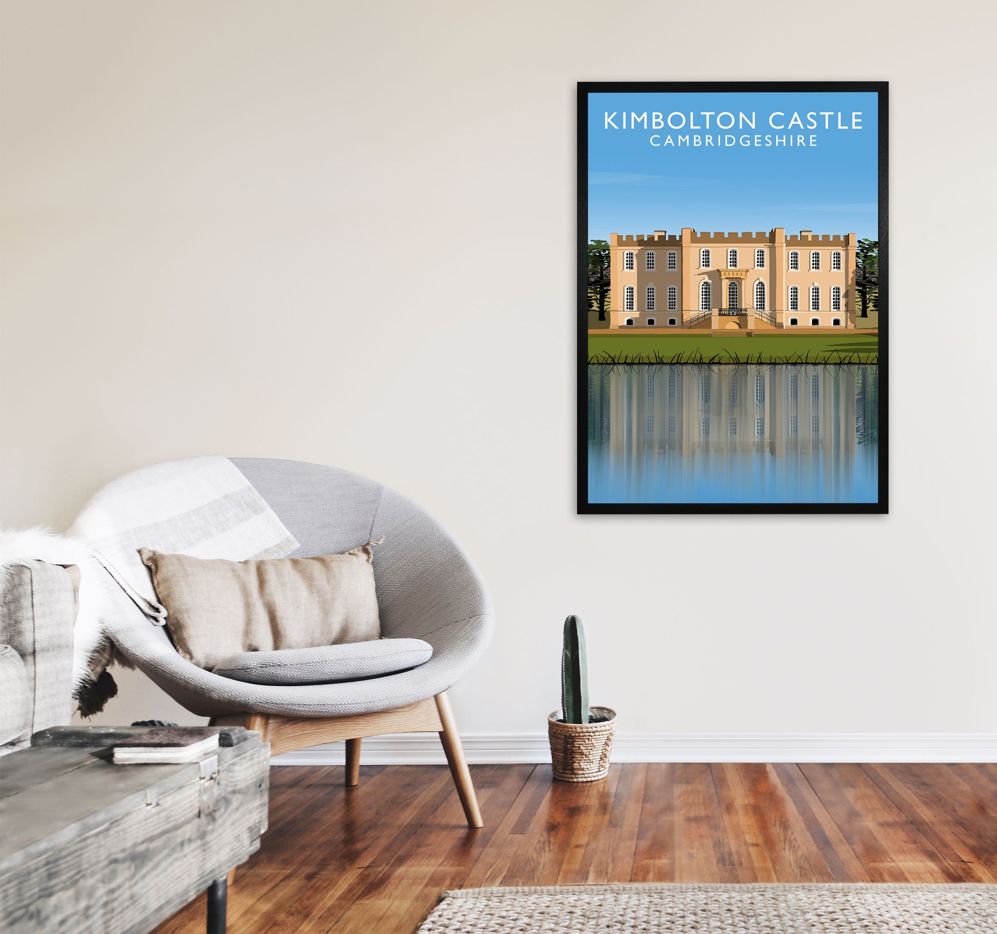 Kimbolton Castle Cambridgeshire Portrait Travel Art Print by Richard O'Neill A1 White Frame