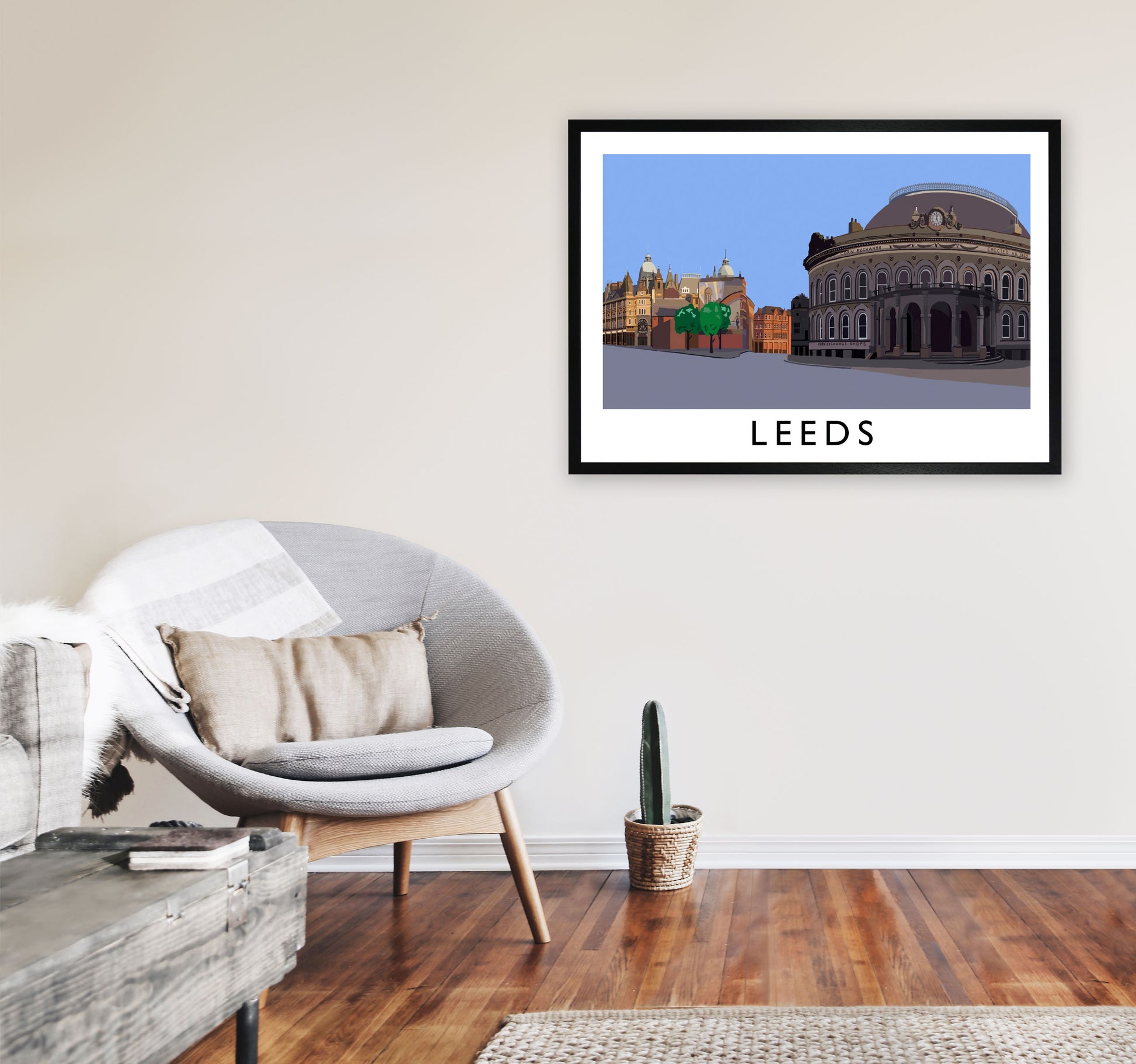 Leeds Digital Art Print by Richard O'Neill, Framed Wall Art A1 White Frame