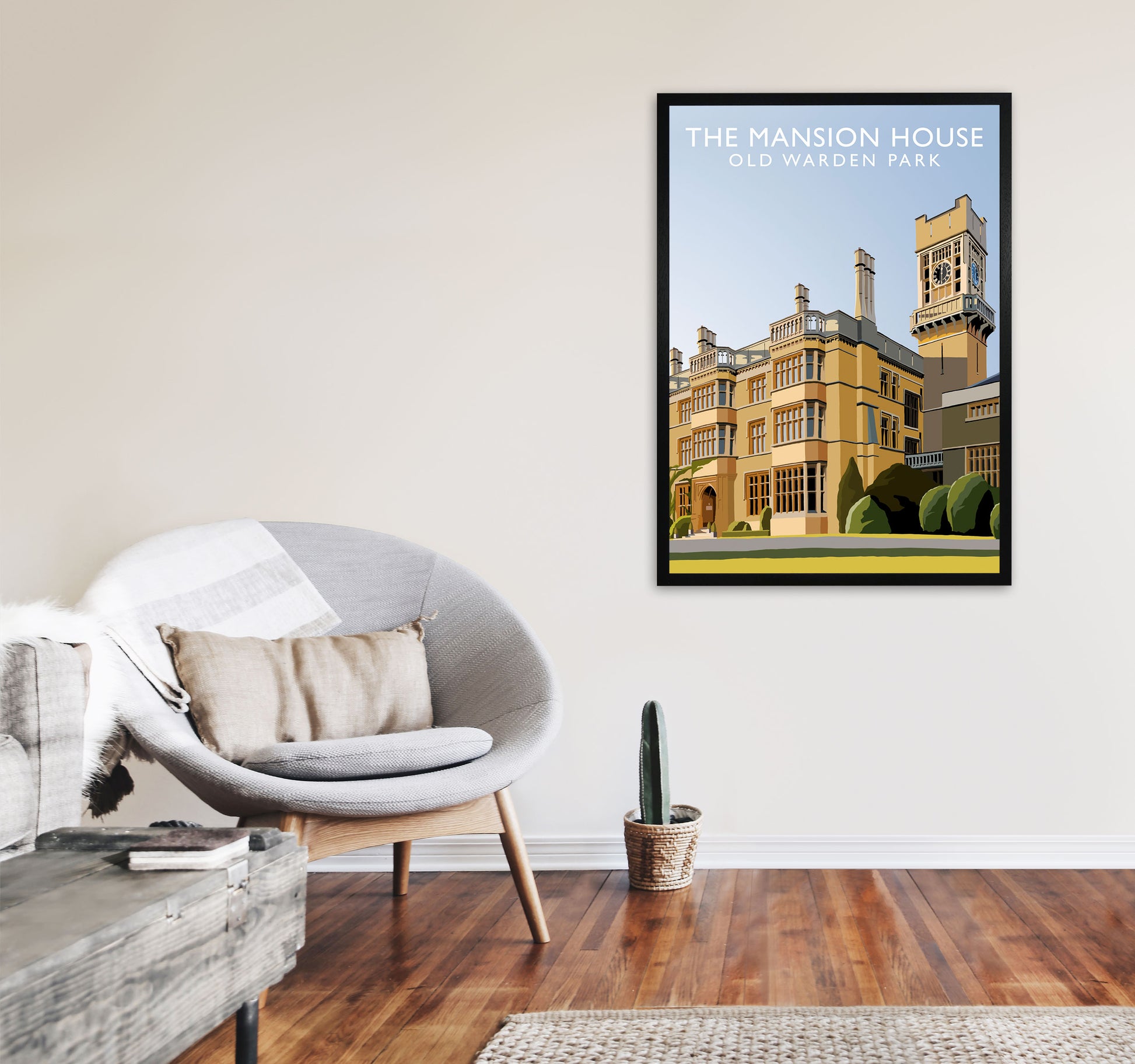 The Mansion House  Portrait Old Warden Park Travel Art Print by Richard O'Neill A1 White Frame