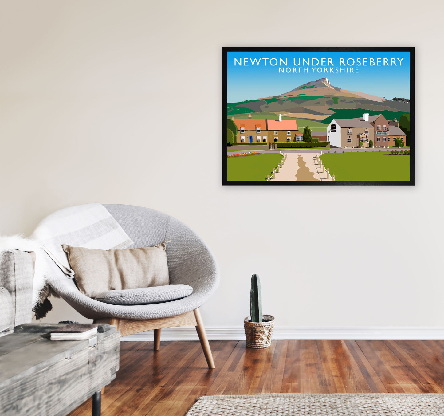 Newton Under Roseberry North Yorkshire Digital Art Print by Richard O'Neill A1 White Frame