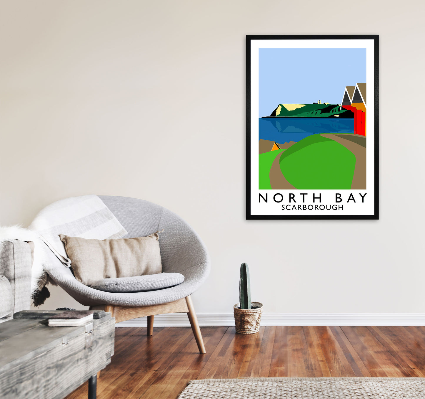 North Bay2 Portrait  Scarborough Travel Art Print by Richard O'Neill, Framed Wall Art A1 White Frame