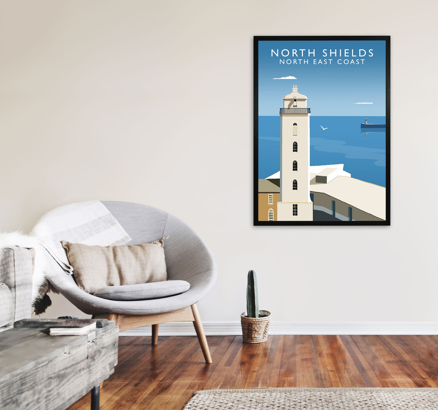 North Shields Portrait by Richard O'Neill A1 White Frame